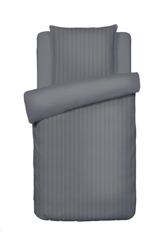 Juego de nórdico de satén de algodón Dobby - Gris oscuro
