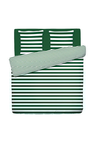 Juego de nórdico de satén de algodón 80 hilos/cm² Marinière - Verde y blanco