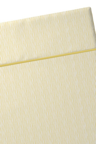 Sábana encimera de satén de algodón Lignes peintes - 80 hilos/cm² - Blanco y amarillo
