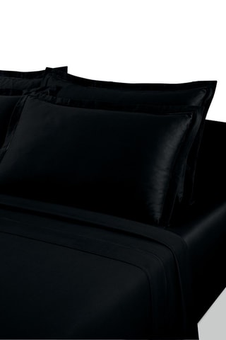Juego de sábanas de satén de algodón Uni - 80 hilos/cm² - Negro