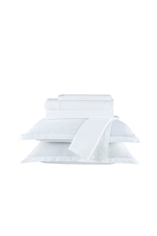 Juego de sábanas de satén de algodón Uni - 80 hilos/cm² - Blanco