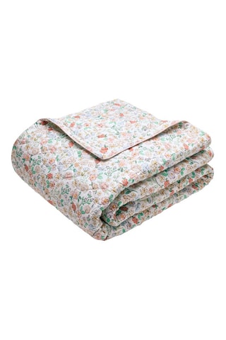 Colcha de satén de algodón Prairie fleurie - 80 hilos/cm² - Blanco