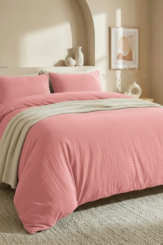 2 fundas de almohada de gasa de algodón 85 hilos/cm² Uni - Rosa