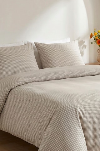 2 fundas de almohada de satén de algodón 80 hilos/cm² Pied-de-poule - Topo