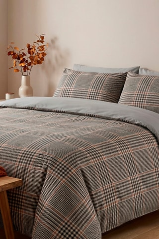 2 fundas de almohada de satén de algodón Prince de Galles 80 hilos/cm² - Castaño