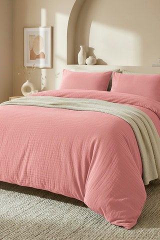 Funda de almohada de gasa de algodón 85 hilos/cm² Uni - Rosa