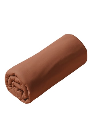 Sábana bajera de satén de algodón 80 hilos/cm² Liso - Terracota