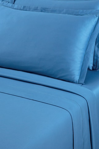 Sábana encimera de satén de algodón 80 hilos/cm² Uni 1 baratta - Azul