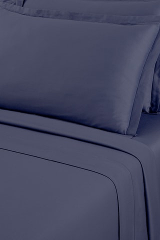 Sábana encimera de satén de algodón 80 hilos/cm²  Uni 1 baratta - Azul noche