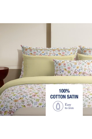 Juego de nórdico de satén de algodón 80 hilos/cm² Fleurs d'été - Amarillo