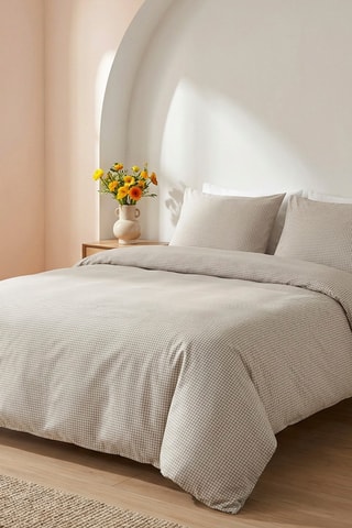 Juego de nórdico de satén de algodón 80 hilos/cm² Pied-de-poule - Topo