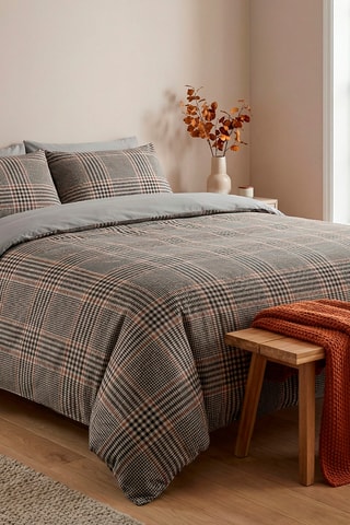 Juego de nórdico de satén de algodón 80 hilos/cm² Prince de Galles - Castaño