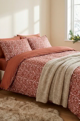 Juego de nórdico de satén de algodón 80 hilos/cm² Fleurs minimalistes - Terracota