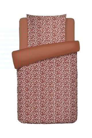 Juego de nórdico de satén de algodón 80 hilos/cm² Fleurs minimalistes - Terracota