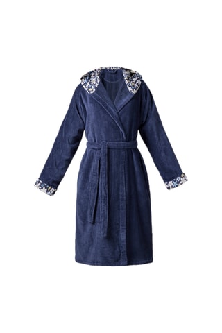 Albornoz de terciopelo con capucha Etoile de Printemps - Azul marino