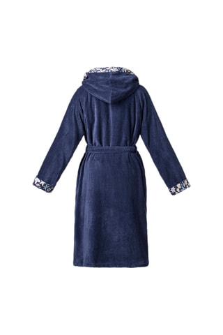 Albornoz de terciopelo con capucha Etoile de Printemps - Azul marino