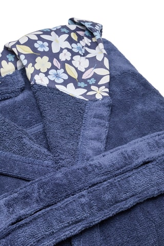 Albornoz de terciopelo con capucha Etoile de Printemps - Azul marino
