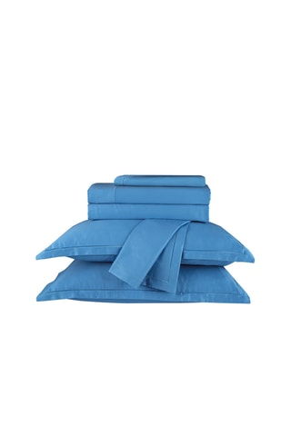 Juego de sábanas de satén de algodón 80 hilos/cm² Uni 1 baratta - Azul