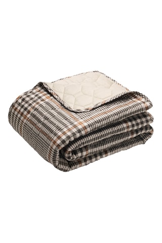 Colcha de satén de algodón 80 hilos/cm² Prince de Galles - Castaño