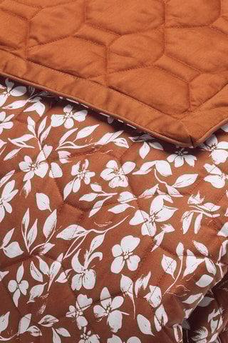 Colcha de satén de algodón 80 hilos/cm² Fleurs minimalistes - Terracota