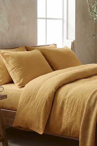 2 fundas de almohada de gasa de algodón 85 hilos/cm² Uni - Amarillo