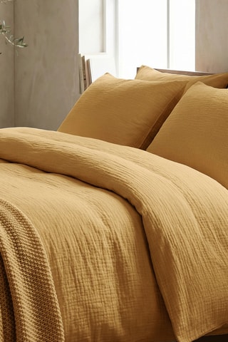 2 fundas de almohada de gasa de algodón 85 hilos/cm² Uni - Amarillo