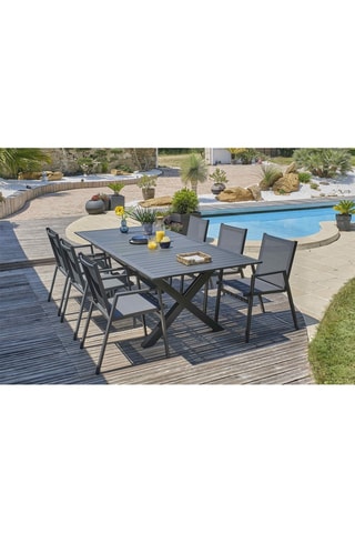 Conjunto de jardim Floride - 6 lugares - Cadeirões empilháveis - Mesa extensível