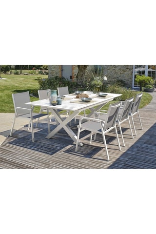 Conjunto de jardim Floride - 6 lugares - Cadeirões empilháveis - Mesa extensível