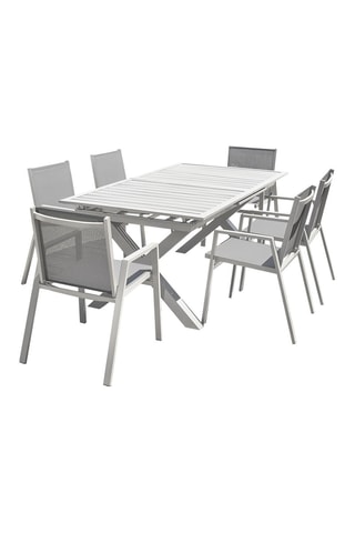 Conjunto de jardim Floride - 6 lugares - Cadeirões empilháveis - Mesa extensível