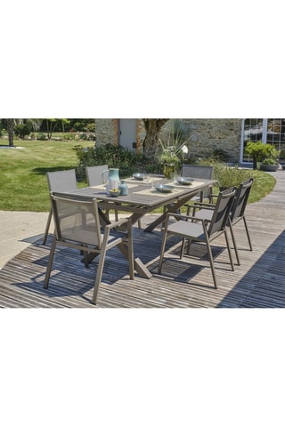 Conjunto de jardim Floride - 6 lugares - Cadeirões empilháveis - Mesa extensível