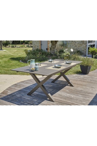 Conjunto de jardim Floride - 6 lugares - Cadeirões empilháveis - Mesa extensível