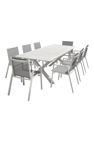 Conjunto de jardim Floride - 8 lugares - Cadeirões empilháveis - Mesa extensível