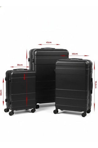 Set de 3 valises - Noir - 55/65/75,5 cm