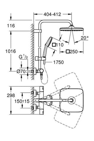 Colonne de douche avec mitigeur thermostatique