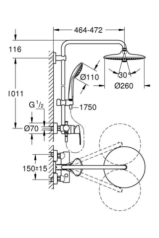 Colonne de douche avec mitigeur monocommande Vitalio Joy 260