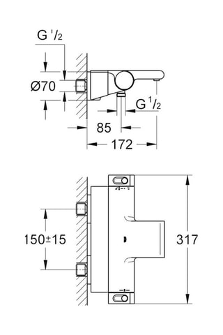 Grifo termostático de bañera/ducha mural Grohterm 2000