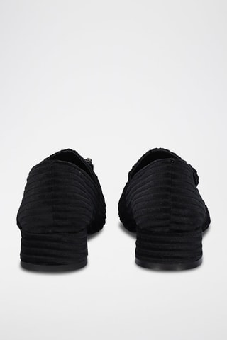 Hoge Leren Mocassins met Hak - Zwart