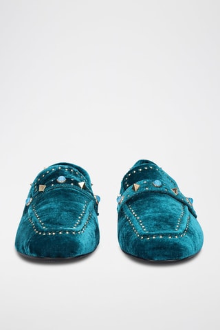 Leren Mocassins - pauwblauw