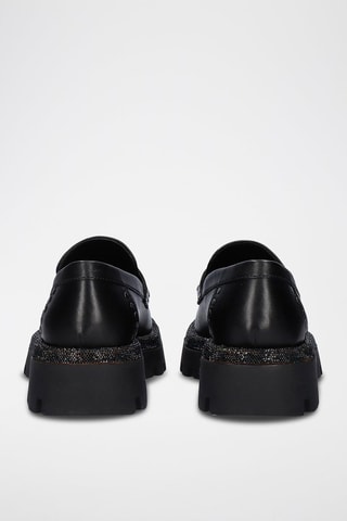 Leren Platform Mocassins - Zwart