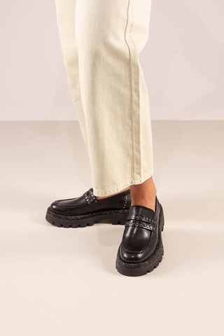 Leren Platform Mocassins - Zwart