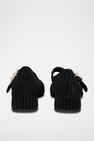 Velours Mary Janes met Hak Sofia - Zwart
