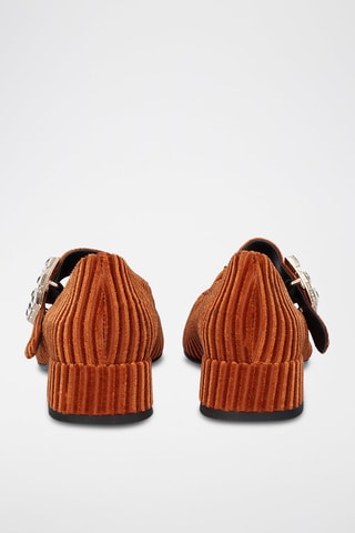 Velours Mary Janes met Hak Sofia - Bruin