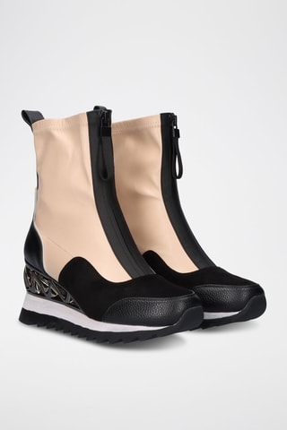 Enkellaarzen met Sleehak - Beige