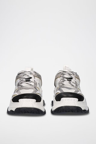 Leren Platform Sneakers - Wit en grijs