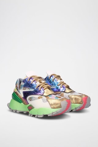 Leren Sneakers - Groen en Goudkleurig