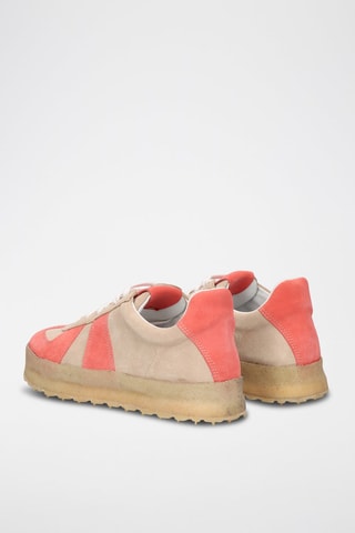 Leren Platform Sneakers - Beige en roze