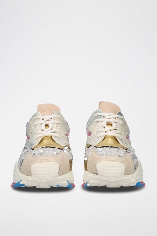 Leren Platform Sneakers - Beige en Roze