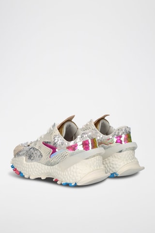 Leren Platform Sneakers - Beige en Roze