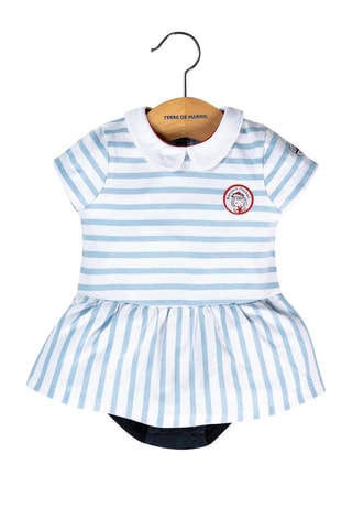 Vestido y cubrepañal Zabuli - Blanco y azul claro 