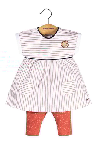 Vestido y leggings Ilone - Blanco y rojo - Terre de Marins